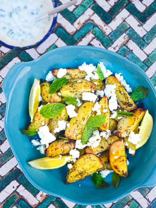 Greek Potato Wedges with Tzatziki