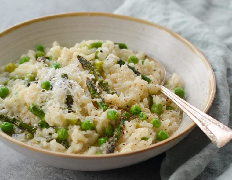 Spring Asparagus & Pea Risotto with Freshly Ground Black Pepper