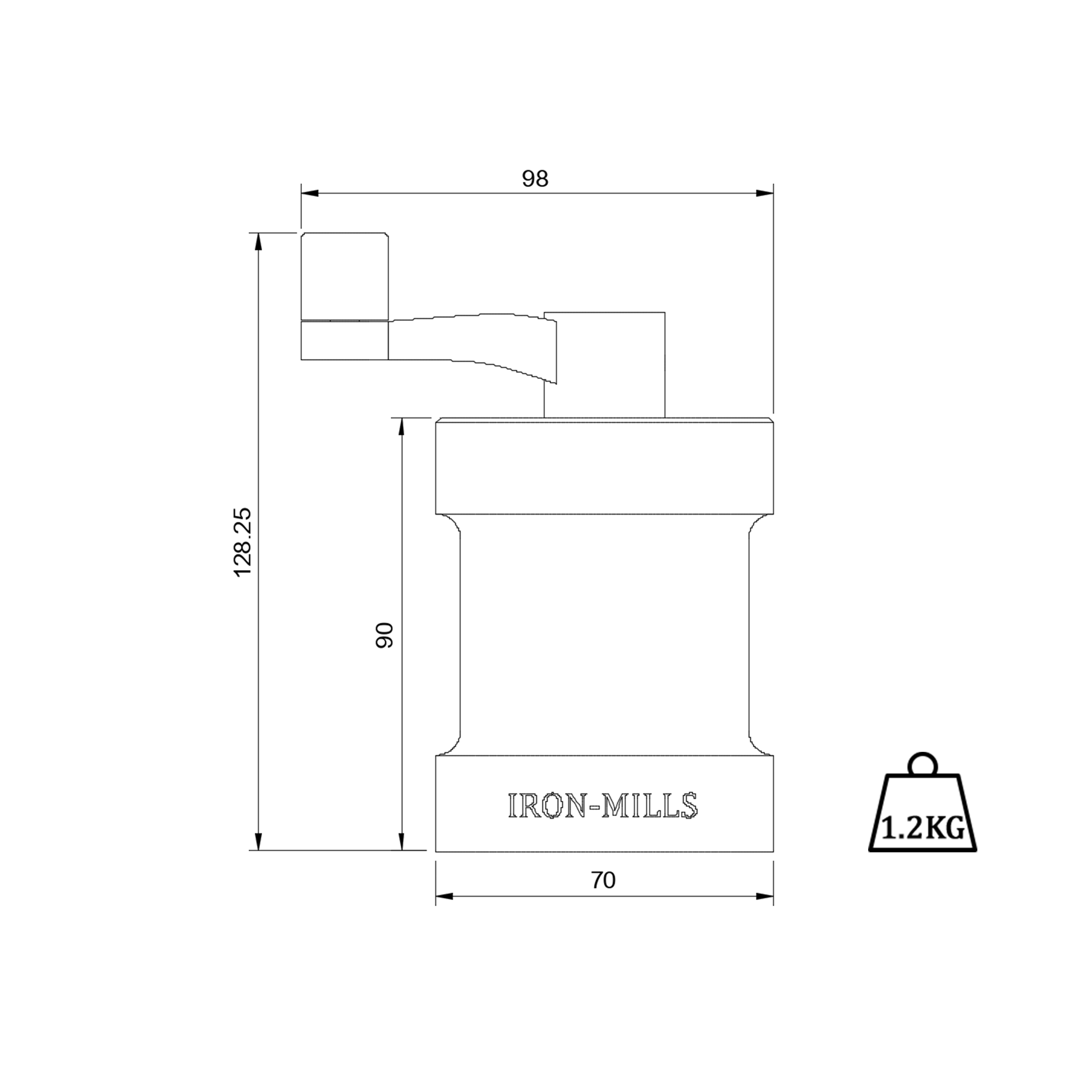 Dimensioned Drawing Iron-Mills Salt & Pepper Mills